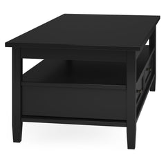 Warm Shaker Solid Wood 48 inch Wide Transitional Coffee Table in Black