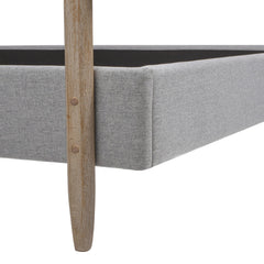 Museum Low Upholstered Platform Bed, Queen, Light Grey Polyester