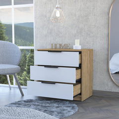 Lyra 3 Drawers Dresser, Superior Top -White / Pine