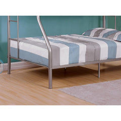 Twin Over Full Metal Bunk Bed Contemporary Style With Angled Ladder, Silver