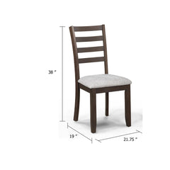 Mercury Side Dining Chair Set of 2, Brown Wood Ladder Backrest, Off White Seats