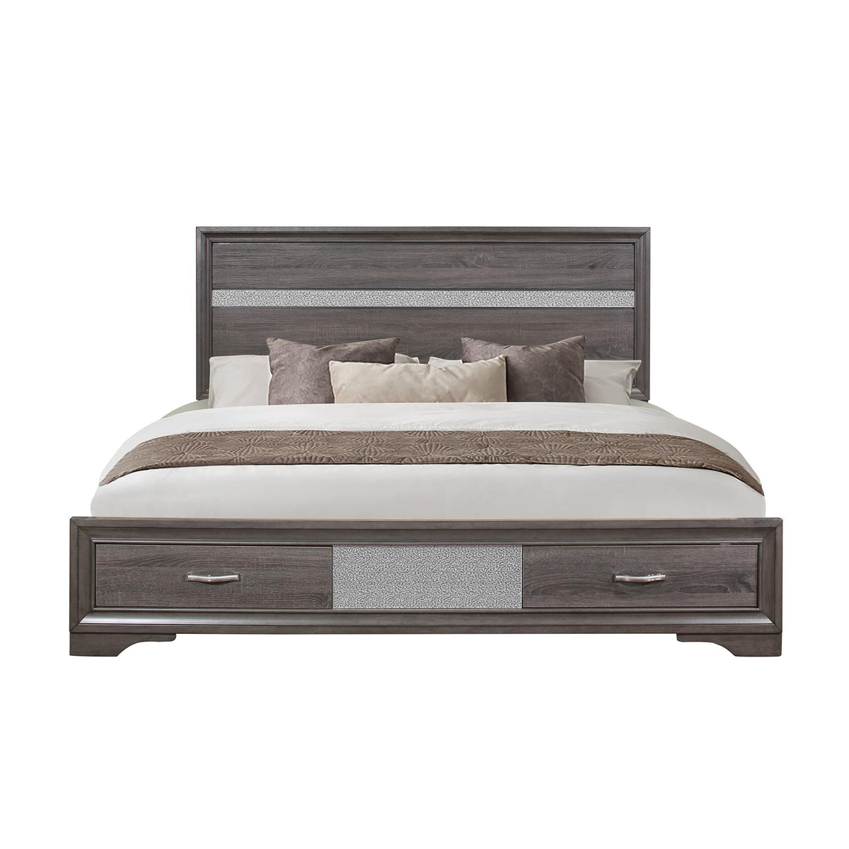 TALE SPARKLE GREY QUEEN BED