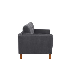 Corduroy Upholstered Square Arm Sofa with Wooden Legs
