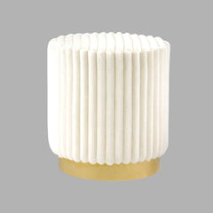 Contemporary Style 1pc Round Accent Stool Gold Base Stainless Steel Fur Fabric Beige Finish Primary Living Room