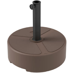 Round Patio Umbrella Base Holder, Heavy Duty Outdoor Umbrella Stand Base, Filled Up to 44lbs with Stand or 40lbs with Water for Garden, Poolside, Brown