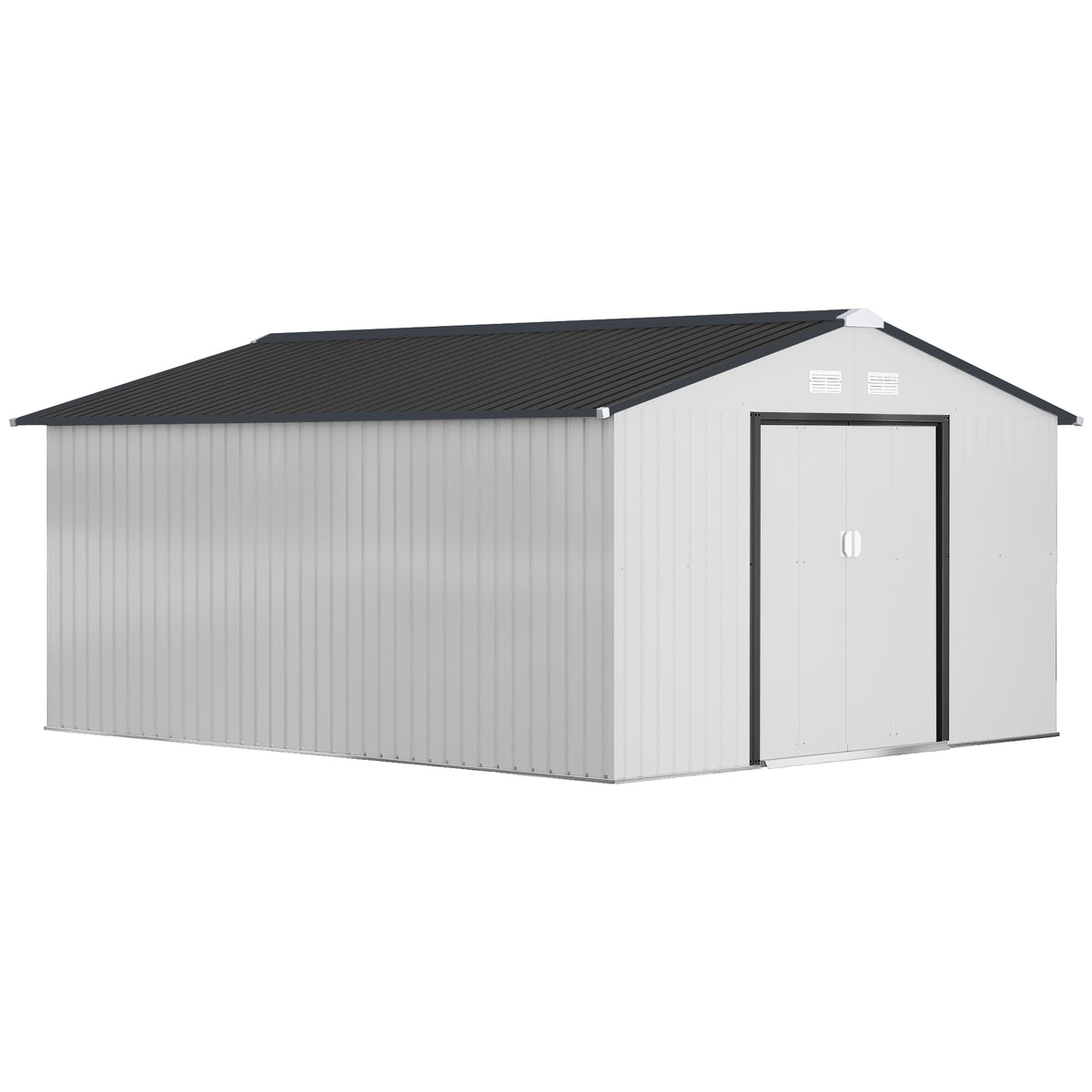 Garden Metal Shed, Storage Shed Utility Storage with Double Locking Doors for Bike, Yard Tools, White