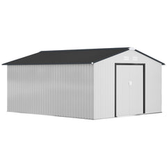 Garden Metal Shed, Storage Shed Utility Storage with Double Locking Doors for Bike, Yard Tools, White