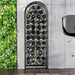 45-Bottle Modern Wine Organizer Decorative Portable Wrought Iron Wine Rack Jail