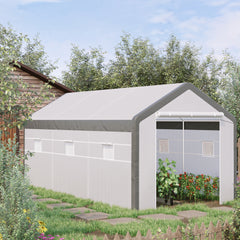 20' x 10' x 9' Walk-In Greenhouse, Outdoor Gardening Canopy with Roll-up Windows, Zippered Doors, Weather Cover, White