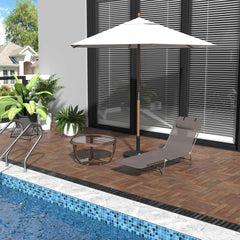 Folding Chaise Lounge Chair, Pool Sun Tanning Chair, Outdoor Lounge Chair with 5-Position Reclining Back Brown