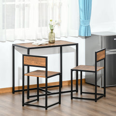 3-Piece Industrial Dining Table Set for 2, Kitchen Table and Chairs, Dining Room Sets for Small Spaces, Rustic Brown