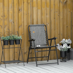 Patio Folding Chair, Sling Suspension Chair for Deck, Camping, Sports Events, Patio, Beach & Pool, Space Saving, Gray