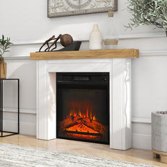 Modern Fireplace Mantel, Freestanding Fireplace Surround with Leg for Electric Fireplaces, 51.2" W x 40.6" H, Natural Wood