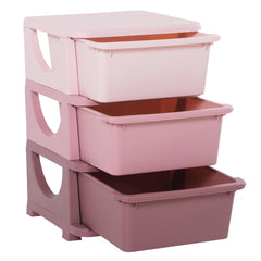 Qaba 3 Tier Kids Storage Unit, 3 Drawer Chest Toy Organizer Plastic Bins for Kids Bedroom Nursery Kindergarten Living Room for Boys Girls Toddlers, Pink