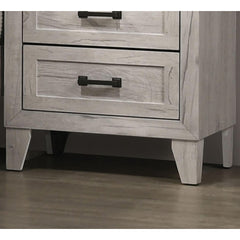 Jupiter Table White Wash Finish Striking Elegant 1pc Nightstand Contemporary Style Black Bar Pull 2-Drawers