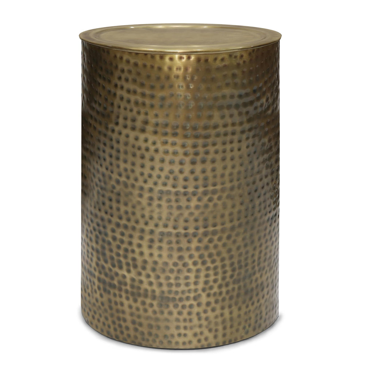 Waltz 16 inch Wide Metal Side Table in Hammered Antique Gold