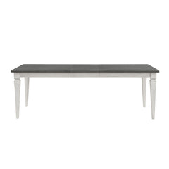 Sanctuary Rustic Gray & Weathered White Finish Dining Table W/Leaf