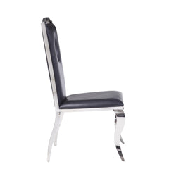 Black and Stainless Steel Side Chair with Cut-Out Back (Set of 2)