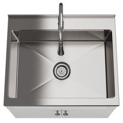 Log - 28" Laundry Cabinet with Faucet and Stainless Steel Sink - White