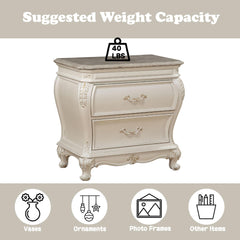 Aeneas Pearl White Finish Nightstand W/Granite Top