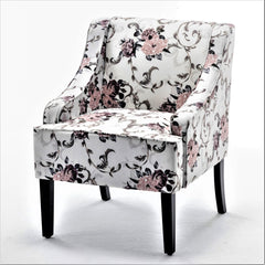 Versatile Upholstered Side Chair, Solid Wood Frame with Recessed Arms, Tapered Front Legs and Flared Back Legs, Foam & Sinuous Springs Cushioned Accent Chair for Entryway Bedroom Dining Room