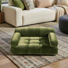 Nova Upholstered Modern Small to Medium Pet Bed For Dogs and Cats Olive Green Velvet
