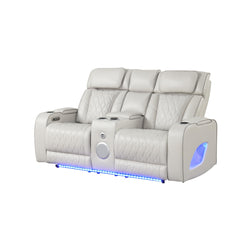 Hephaestus Modern Style Upholstery Recliner Loveseat Made with Wood & Massage Function Included-Beige