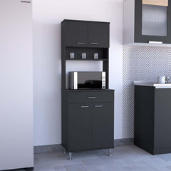 Epimetheus 60 Kitchen Pantry with Countertop, Closed & Open Storage -Black