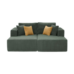 Full Compressed Corduroy Upholstered Double Chaises Loveseat - No Assembly Needed