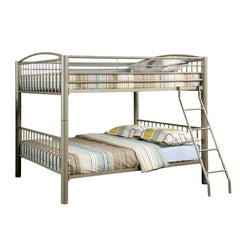 Chronos Gold Finish Contemporary Style Full Over Full Bunk Bed Full Metal Structure Movable Ladder Top Bed Rails Convert Into Two Separate Bed