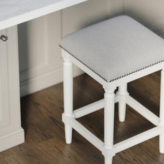 27"H Square Counter Stool, White, 1PC