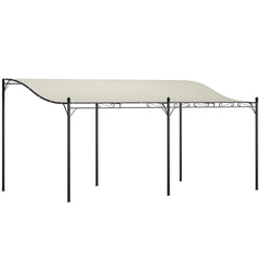 10' x 16' Wall-Mounted Outdoor Pergola Canopy, Metal Patio Canopy with Drainage Holes for Backyard Garden, Cream White