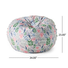 Paris 3 Foot rounded Bean Bag, Leaf Print
