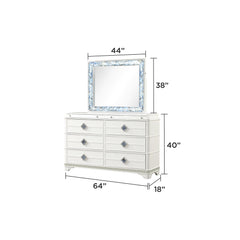 Aeneas Modern Style Mirror Made with Wood and Crystal Accents in White (INCLUDES MIRROR ONLY)