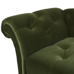 Nirvana Tufted Roll Arm Chaise Lounge, Olive Green Performance Velvet