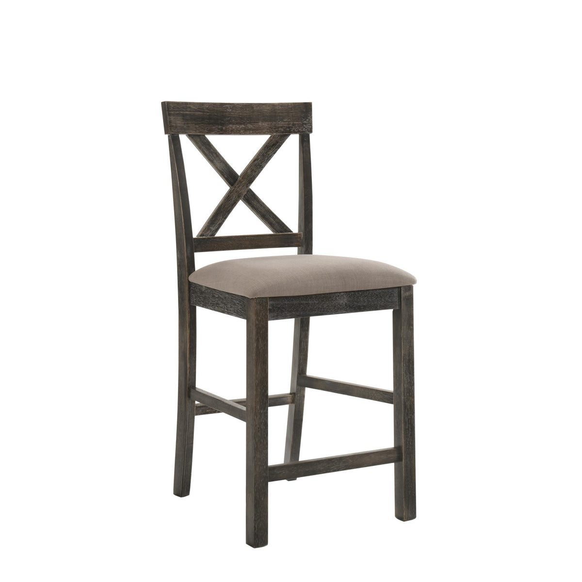 Crown II Tan Linen & Weathered Gray Finish Counter Height Chair (Set of 2)