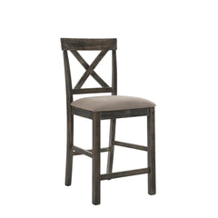 Crown II Tan Linen & Weathered Gray Finish Counter Height Chair (Set of 2)