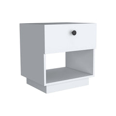 Artemis Drawer Nightstand 19"H with Open Storage Shelf, White