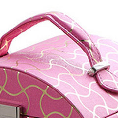 Odysseus Jewelry Case with 2 Drawer Storage and Wavy Textured Pattern, Pink
