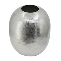 Sanctuary 13 Inch Modern Metal Vase, Curved Round Shape, Metallic Silver Finish