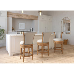 Sanctuary Wood Counter-Height Swivel Barstool with High-Back, Weathered Natural, 1PC