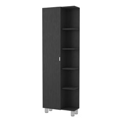 Iphigenia Mirror Linen Cabinet, Four Interior Shelves, Five External Shelves -Black