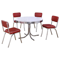 Priam White 5-piece Round Dining Set