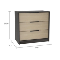 Lyra 3 Drawers Dresser, Superior Top -Black / Pine