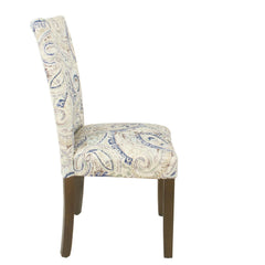 Vertex Parsons Dining Chair Set of 2, Cream Blue Velvet Paisley Print