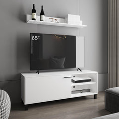 Hercules Tv Stand Two Doors, Open Shelves And Spacious Top Surface, Modern Entertainment Unit, White
