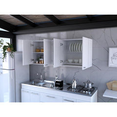 Star 150 Wall Cabinet, Double Door, Two External Shelves, Two Interior Shelves -White