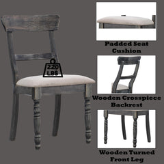 Poem Light Brown Linen Weathered Gray Finish Side Chair (Set of 2)