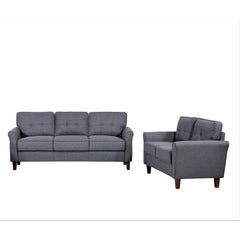 Dark Loveseat Sofa, 2-Seater Couch, Mid-Century Upholstered Sofa for Living Room