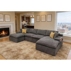 Coffee-Bean Like Upholstered Full Compressed Sectional